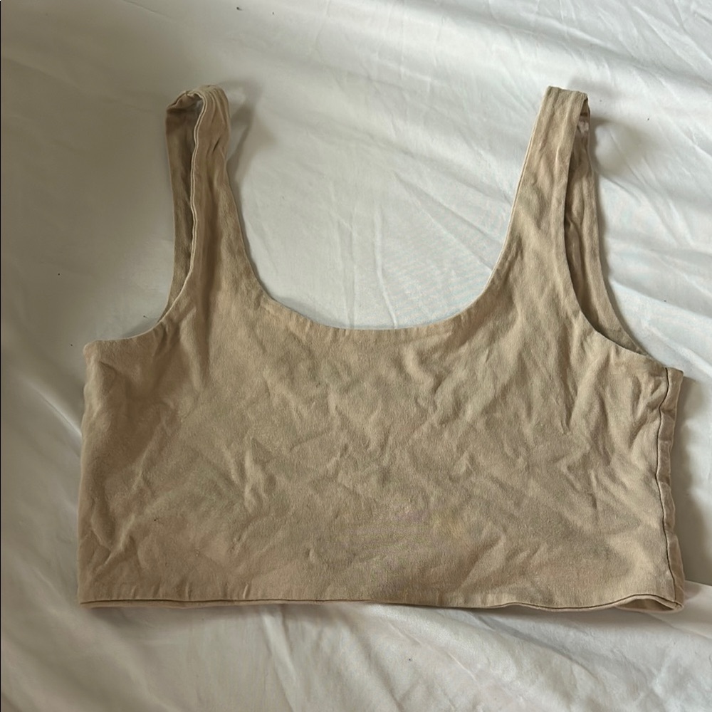 Tan Sleeveless Crop Top